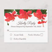 フローラRSVP招待状ハガキと赤ハイビスカス インビテーションポストカード (正面)