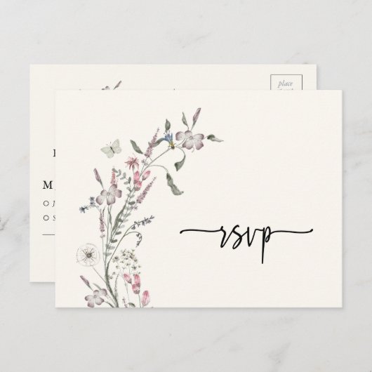 フローラRSVP結婚のはがき ポストカード (正面/裏面)