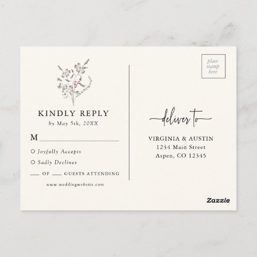 フローラRSVP結婚のはがき ポストカード (裏面)