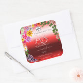 フローラRuby赤グラデーション製品ラベルMonogramロゴ スクエアシール (封筒)
