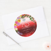 フローラRuby赤グラデーション製品ラベルMonogramロゴ ラウンドシール (封筒)