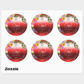 フローラRuby赤グラデーション製品ラベルMonogramロゴ ラウンドシール (シート)