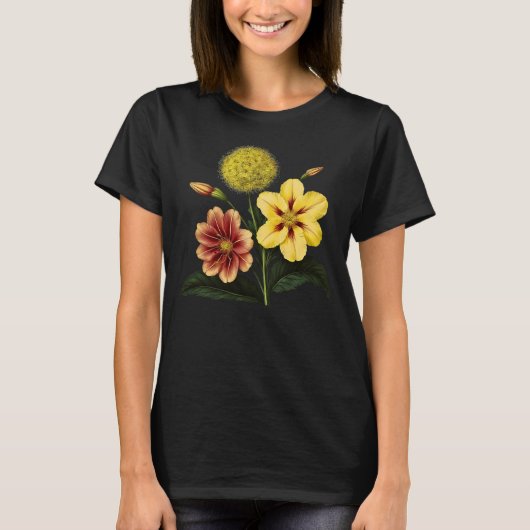フローラTシャツ、植物花、 Tシャツ (正面)