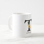 フローラTモノグラムマグ(編集可能な名前) コーヒーマグカップ (正面左)