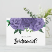 フローラUltra Violet Purple Be My Bridesmaid Card 招待状 (スタンド正面)