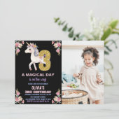 フローラUnicorn誕生日招待状と写真 招待状 (スタンド正面)