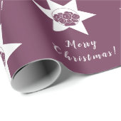 フローリストカスタムロゴメリークリスマスホワイト&パープル ラッピングペーパー (ロールコーナー)