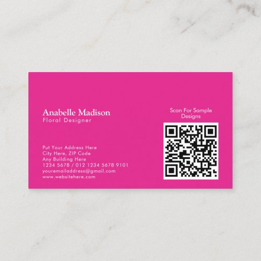 フローリストカラフルフローラブーケとQRコード 名刺 (裏面)