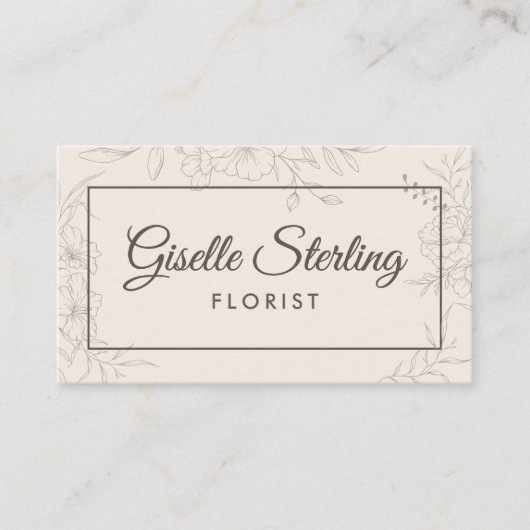 フローリストフラワーズニュートラルアイボリーエレガントフローラ 名刺 (正面)