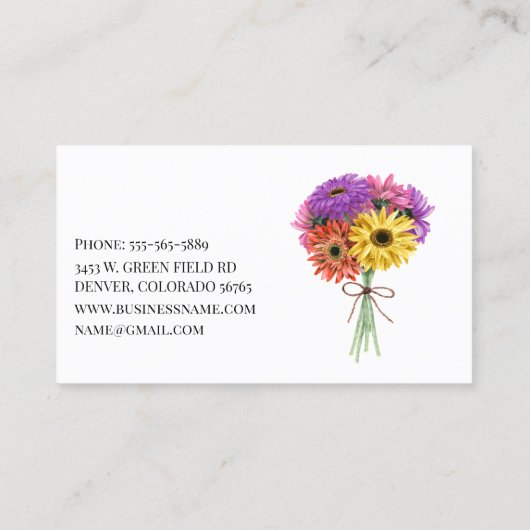 フローリストフラワーフローラデイジーひまわり 名刺 (裏面)