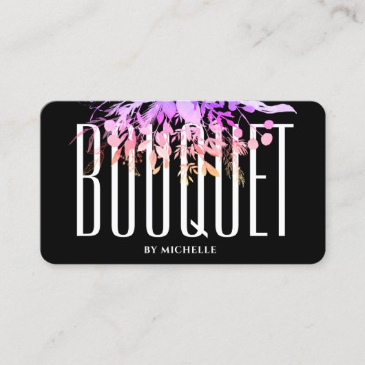 フローリストフローラデザイナースタイリストブラック 名刺 (正面)