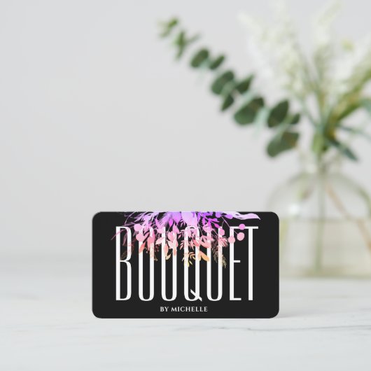 フローリストフローラデザイナースタイリストブラック 名刺 (スタンド正面)