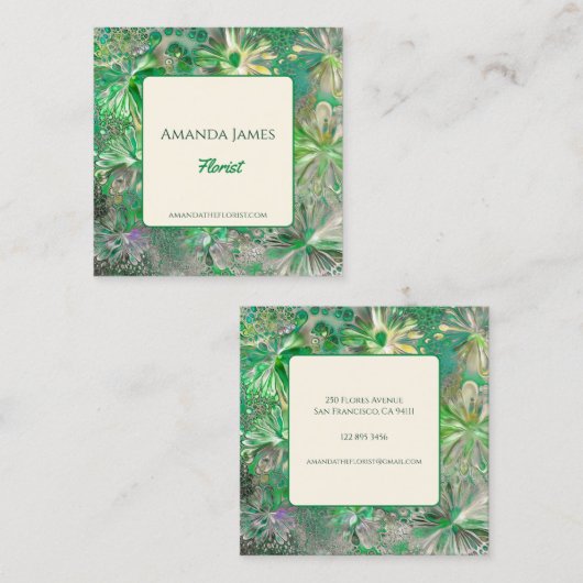 フローリストボタニカルプロフェッショナルブティックショップ スクエア名刺 (正面/裏面)
