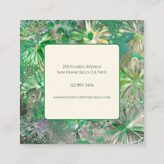 フローリストボタニカルプロフェッショナルブティックショップ スクエア名刺 (裏面)