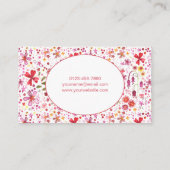 フローリスト手絵を描モダン水色の花 名刺 (裏面)