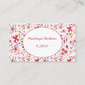 フローリスト手絵を描モダン水色の花 名刺 (正面)