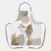 フローリスト抽象芸術シェイプラインアートリーフクリームブラウン エプロン (正面)