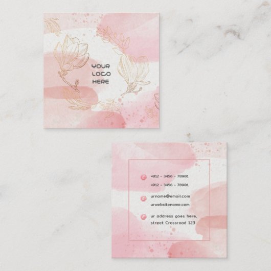 フローリスト水彩金ゴールド花名刺 スクエア名刺 (正面/裏面)