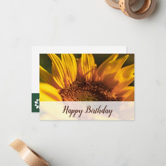 フローリスト版ひまわりフォトハッピーバースデー ノートカード (正面/裏面インサイチュ)