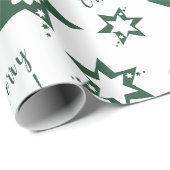 🌟フローリスト緑の星空メリークリスマスホワイト ラッピングペーパー (ロールコーナー)