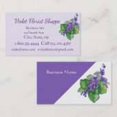 フローリスト自然花水彩紫色植物 名刺 (正面/裏面)