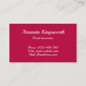 フローリスト赤いチューリップのビジネスとカスタマイズ可能な文字 名刺 (裏面)