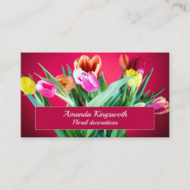 フローリスト赤いチューリップのビジネスとカスタマイズ可能な文字 名刺