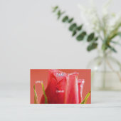 フローリスト – ピンクロース 名刺 (スタンド正面)