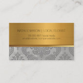 フローリスト | ピンク色の花金ゴールドメタル 名刺 (裏面)