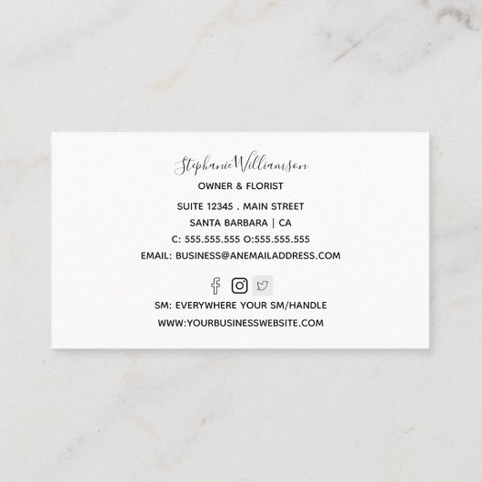 フローリスト |花屋かわいい名刺 名刺 (裏面)