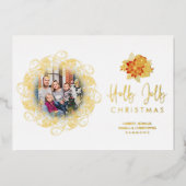 フローリッエレガントクゴールデンオーナメント写真クリスマス 箔シーズンカード (正面)