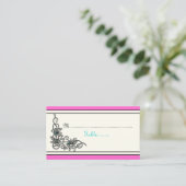 フローリッシュつる植物ピンク結婚ターコイズの座席表 プレイスカード (スタンド正面)