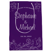 フローリッシュアンドスワーズパープル結婚ズゲストホテル ミディアムペーパーバッグ (正面)