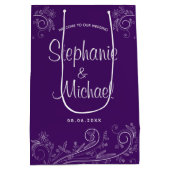 フローリッシュアンドスワーズパープル結婚ズゲストホテル ミディアムペーパーバッグ (裏面)