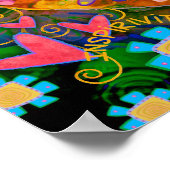 フローリッシュグリーンピンクかわいらしフローラインスパイアズ ポスター (角)