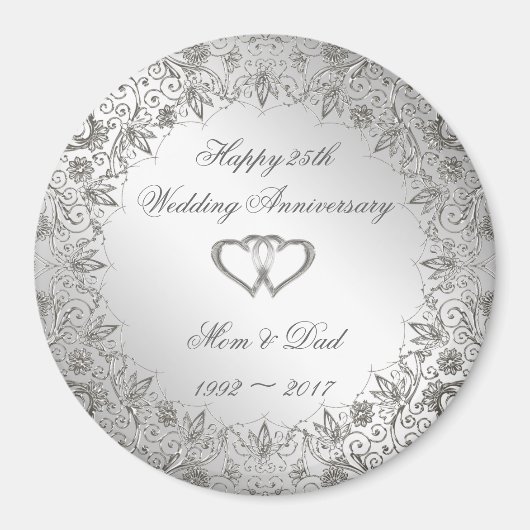 フローリッシュシルバー結婚25周年 マグネット (正面)