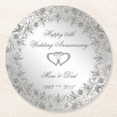 フローリッシュシルバー結婚25周年 ラウンドペーパーコースター (正面)