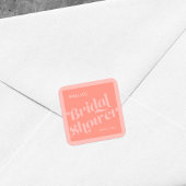 フローリッシュタイポグラフィコーラルサーモンブライダルシャワー スクエアシール