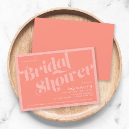 フローリッシュタイポグラフィコーラルサーモンブライダルシャワー 招待状