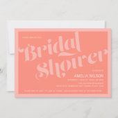 フローリッシュタイポグラフィコーラルサーモンブライダルシャワー 招待状 (正面)