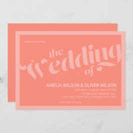 フローリッシュタイポグラフィコーラル結婚サーモン 招待状