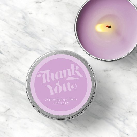 フローリッシュタイポグラフィラベンダー薄紫ありがとう ラウンドシール