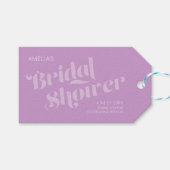 フローリッシュタイポグラフィラベンダー薄紫ブライダルシャワー ギフトタグ (正面(横))