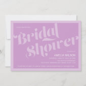 フローリッシュタイポグラフィラベンダー薄紫ブライダルシャワー 招待状 (正面)