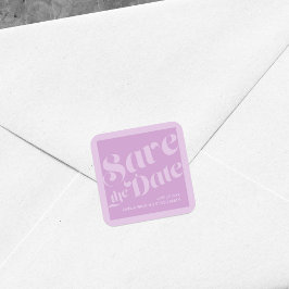 フローリッシュタイポグラフィラベンダー薄紫保存日 スクエアシール