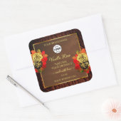 フローリッシュバラ製品ラベルダークブラウン木材ロゴ スクエアシール (封筒)