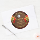 フローリッシュバラ製品ラベルダークブラウン木材ロゴ ラウンドシール (封筒)