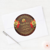 フローリッシュバラ製品ラベル暗褐色の木目 ラウンドシール (封筒)