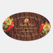 フローリッシュバラ製品ラベル暗褐色の木目 楕円形シール (正面)