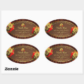 フローリッシュバラ製品ラベル暗褐色の木目 楕円形シール (シート)